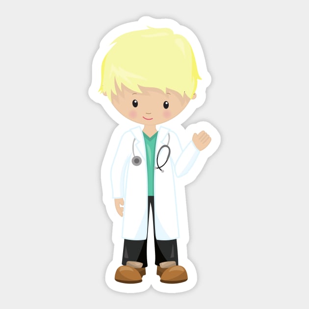 Doctor, Lab Coat, Medicine, Cute Boy, Blond Hair Sticker by Jelena Dunčević